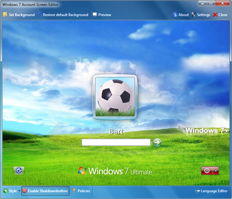 Windows 7 Logon screen editor