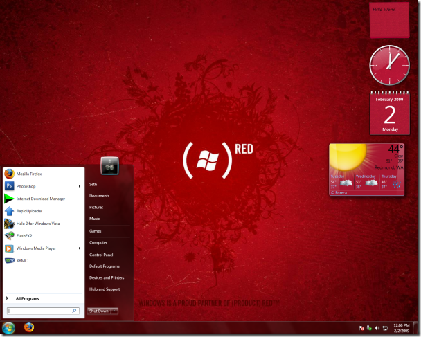 Windows 7 Red тема
